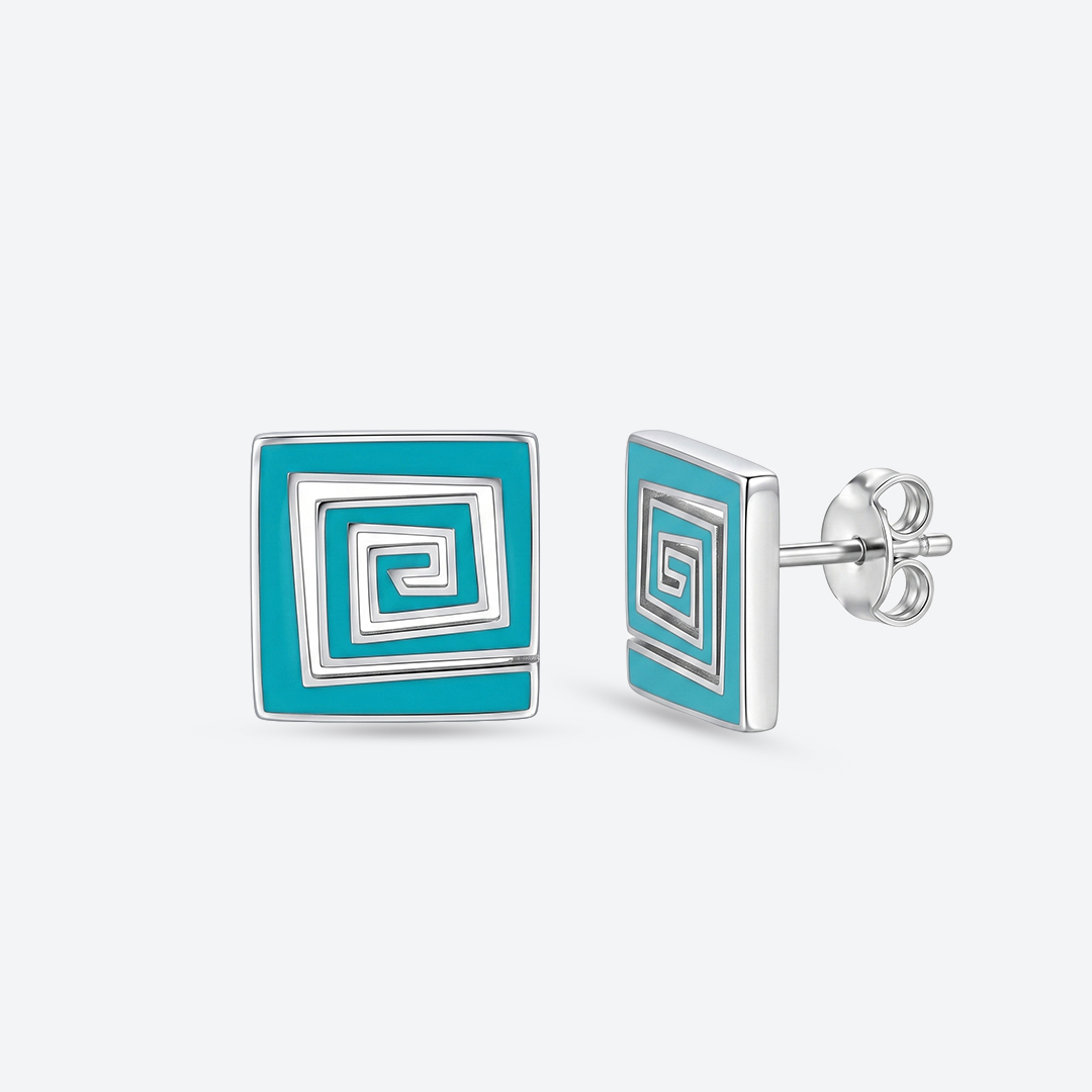 AION Boucles d’oreilles - Émaillées — Or blanc