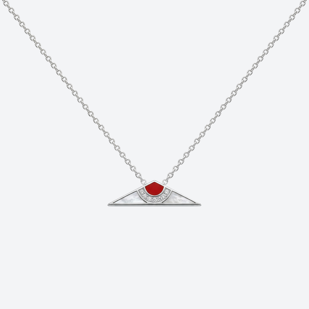 EYE collier de chaîne CHIMERA OF - Émail rouge — Or blanc