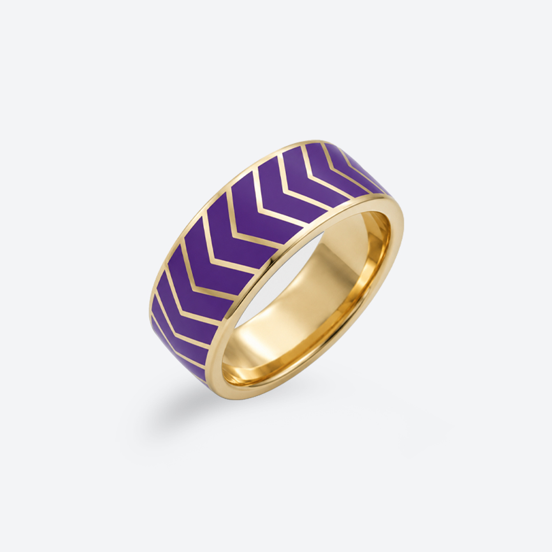 LYKIAN Bague - Émail violet — Or jaune